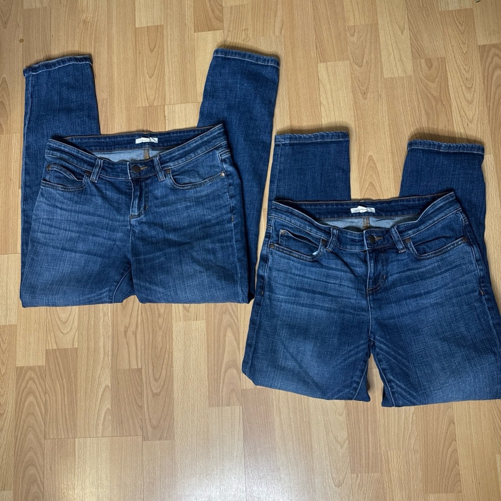 Lot of 2 Eileen Fisher Jeans Size 4P Petite Blue Straight Leg Denim